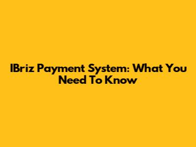 IBriz Payment System: What You Need To Know
