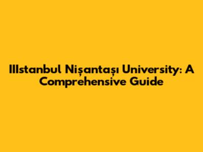 IIIstanbul Nişantaşı University: A Comprehensive Guide
