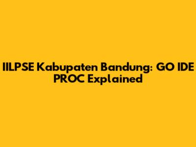 IILPSE Kabupaten Bandung: GO IDE PROC Explained