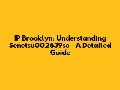 IP Brooklyn: Understanding Senetsu002639se - A Detailed Guide