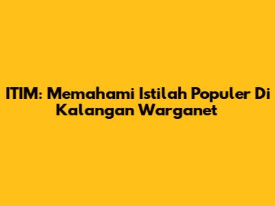 ITIM: Memahami Istilah Populer Di Kalangan Warganet