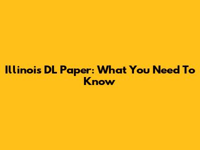 Illinois DL Paper: What You Need To Know
