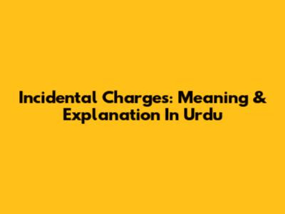 Incidental Charges: Meaning & Explanation In Urdu