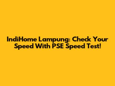 IndiHome Lampung: Check Your Speed With PSE Speed Test!