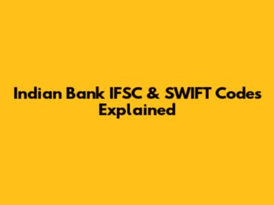 Indian Bank IFSC & SWIFT Codes Explained