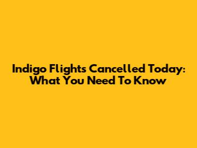 Indigo Flights Cancelled Today: What You Need To Know