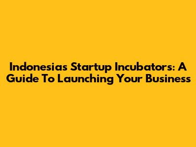 Indonesia's Startup Incubators: A Guide To Launching Your Business