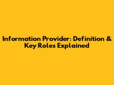 Information Provider: Definition & Key Roles Explained