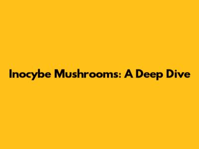 Inocybe Mushrooms: A Deep Dive