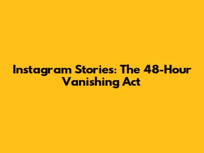 Instagram Stories: The 48-Hour Vanishing Act