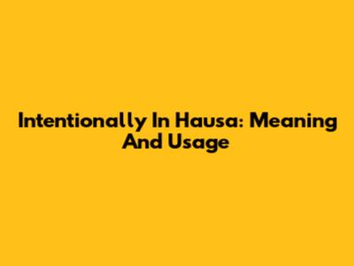 Intentionally In Hausa: Meaning And Usage