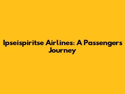 Ipseispiritse Airlines: A Passenger's Journey