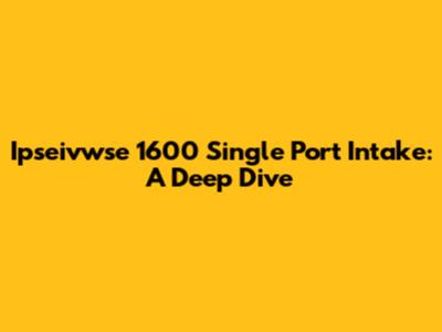 Ipseivwse 1600 Single Port Intake: A Deep Dive