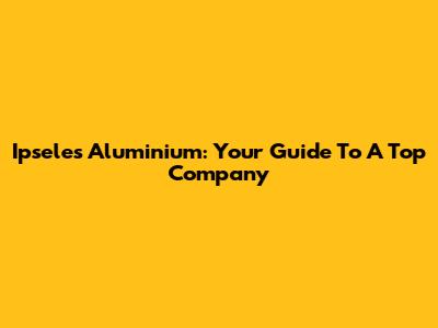 Ipsele's Aluminium: Your Guide To A Top Company