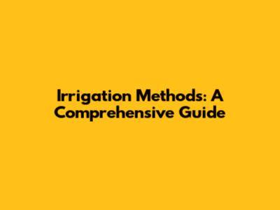 Irrigation Methods: A Comprehensive Guide