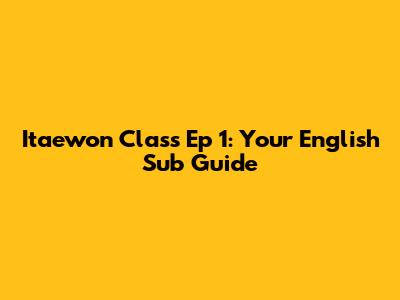 Itaewon Class Ep 1: Your English Sub Guide