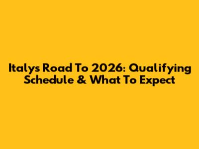 Italy's Road To 2026: Qualifying Schedule & What To Expect