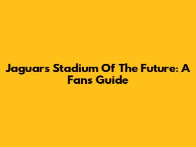 Jaguars' Stadium Of The Future: A Fan's Guide