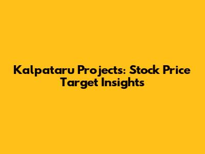 Kalpataru Projects: Stock Price Target Insights