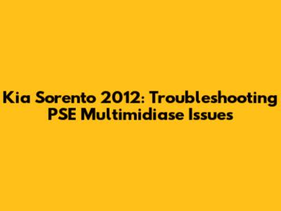 Kia Sorento 2012: Troubleshooting PSE Multimidiase Issues