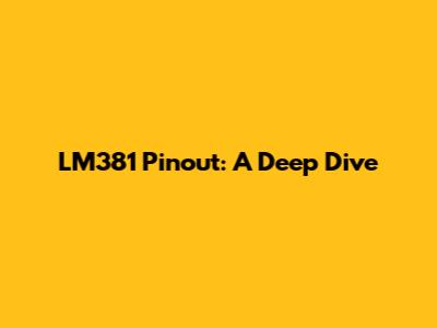 LM381 Pinout: A Deep Dive