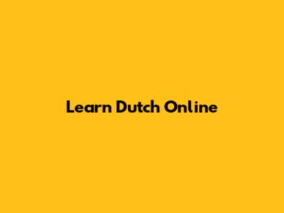 Learn Dutch Online
