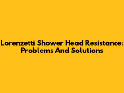 Lorenzetti Shower Head Resistance: Problems And Solutions