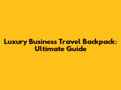 Luxury Business Travel Backpack: Ultimate Guide