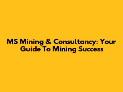 MS Mining & Consultancy: Your Guide To Mining Success