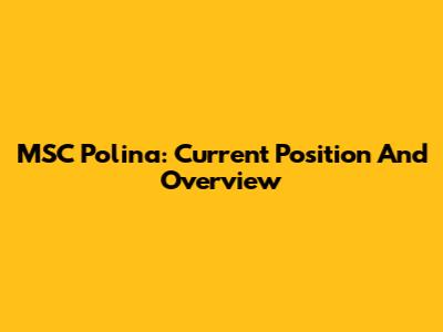MSC Polina: Current Position And Overview