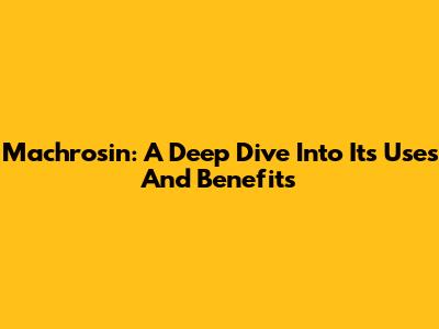 Machrosin: A Deep Dive Into Its Uses And Benefits