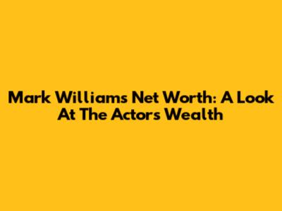Mark Williams' Net Worth: A Look At The Actor's Wealth