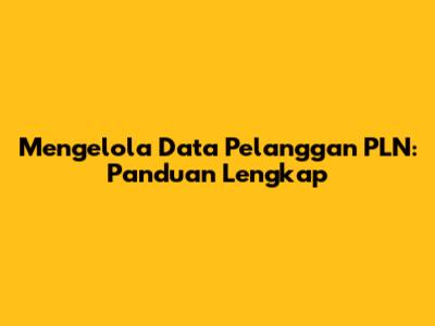 Mengelola Data Pelanggan PLN: Panduan Lengkap