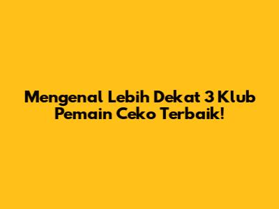 Mengenal Lebih Dekat 3 Klub Pemain Ceko Terbaik!