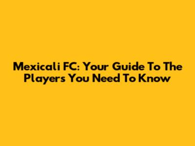 Mexicali FC: Your Guide To The Players You Need To Know