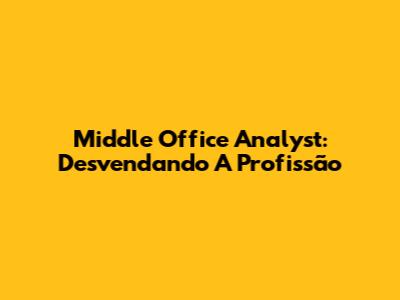 Middle Office Analyst: Desvendando A Profissão