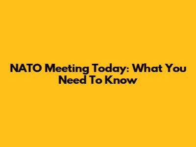 NATO Meeting Today: What You Need To Know