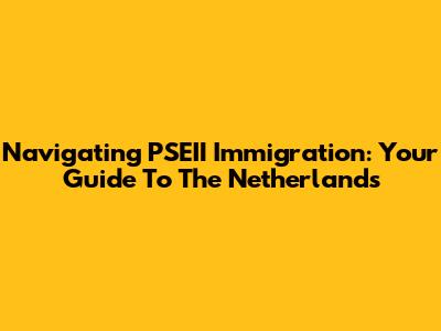 Navigating PSEII Immigration: Your Guide To The Netherlands