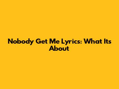 Nobody Get Me Lyrics: What It's About