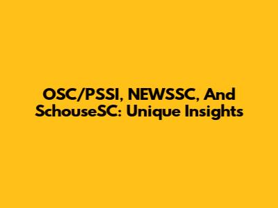 OSC/PSSI, NEWSSC, And SchouseSC: Unique Insights