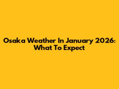 Osaka Weather In January 2026: What To Expect
