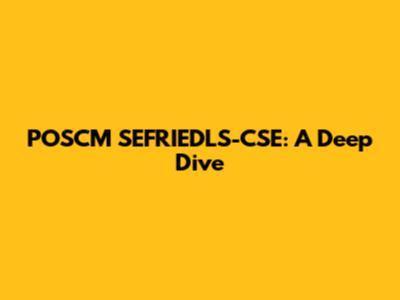 POSCM SEFRIEDLS-CSE: A Deep Dive