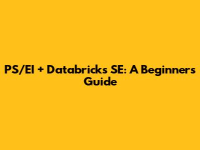 PS/EI + Databricks SE: A Beginner's Guide