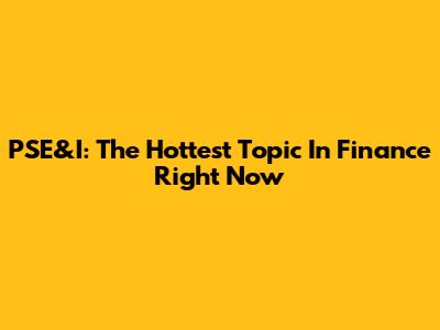 PSE&I: The Hottest Topic In Finance Right Now
