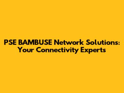 PSE BAMBUSE Network Solutions: Your Connectivity Experts
