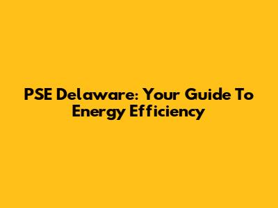 PSE Delaware: Your Guide To Energy Efficiency