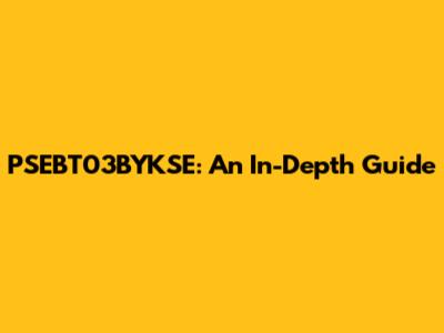 PSEBT03BYKSE: An In-Depth Guide