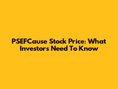 PSEFCause Stock Price: What Investors Need To Know