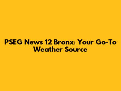 PSEG News 12 Bronx: Your Go-To Weather Source