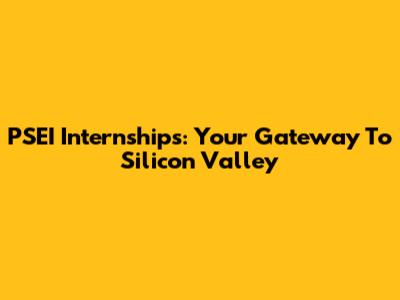 PSEI Internships: Your Gateway To Silicon Valley